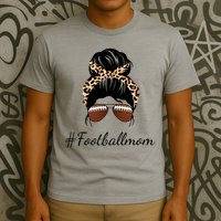 Football Mom Leopard And Messy Bun T-Shirt