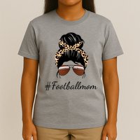 Football Mom Leopard And Messy Bun T-Shirt