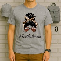 Football Mom Leopard And Messy Bun T-Shirt