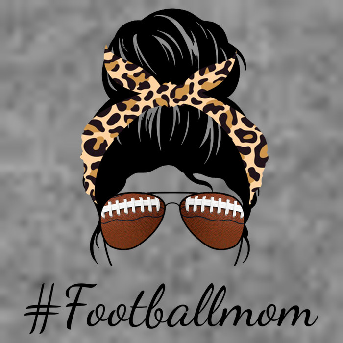 Football Mom Leopard And Messy Bun T-Shirt