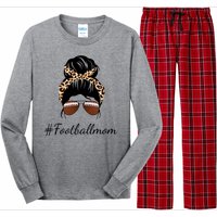 Football Mom Leopard And Messy Bun Long Sleeve Pajama Set