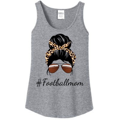 Football Mom Leopard And Messy Bun Ladies Essential Tank