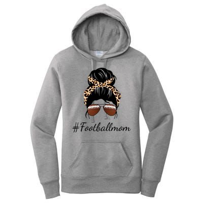 Football Mom Leopard And Messy Bun Women's Pullover Hoodie