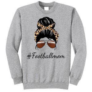 Football Mom Leopard And Messy Bun Tall Sweatshirt