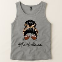 Football Mom Leopard And Messy Bun Tank Top