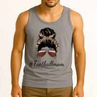 Football Mom Leopard And Messy Bun Tank Top