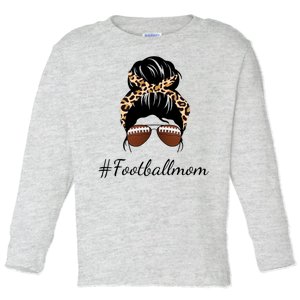 Football Mom Leopard And Messy Bun Toddler Long Sleeve Shirt