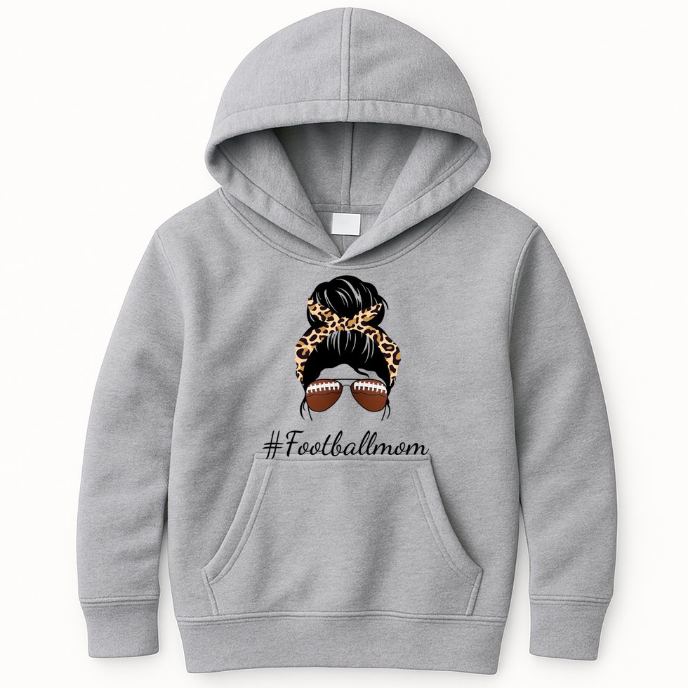 Football Mom Leopard And Messy Bun Kids Hoodie