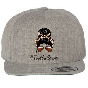 Football Mom Leopard And Messy Bun Wool Snapback Cap