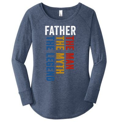 Father Myth Legend Funny Dad Father´s Day Daddy Gift Women's Perfect Tri Tunic Long Sleeve Shirt