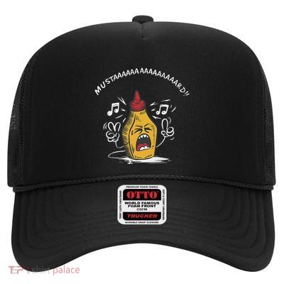 Funny Mustard Lamar Tv Off Parody Mustard Bottle Sing High Crown Mesh Back Trucker Hat
