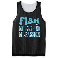 Fish My Love and My Passion Groovy Fishing Lovers Mesh Reversible Basketball Jersey Tank