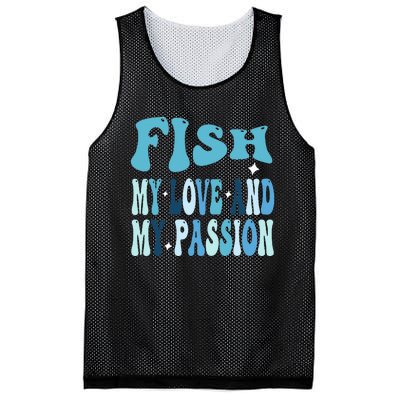 Fish My Love and My Passion Groovy Fishing Lovers Mesh Reversible Basketball Jersey Tank