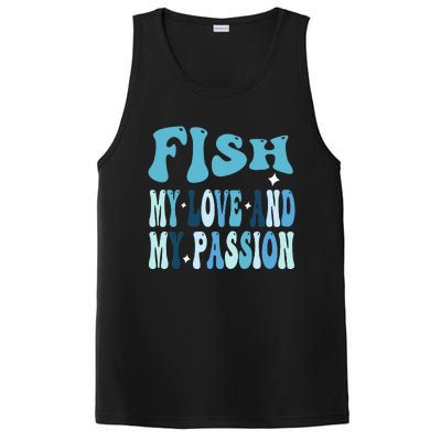 Fish My Love and My Passion Groovy Fishing Lovers PosiCharge Competitor Tank