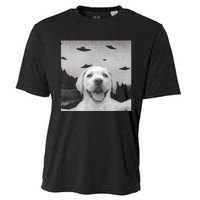 Funny Meme Labrador Selfie With Alien Ufos Funny Dog Lovers Aliens Ufo Cooling Performance Crew T-Shirt