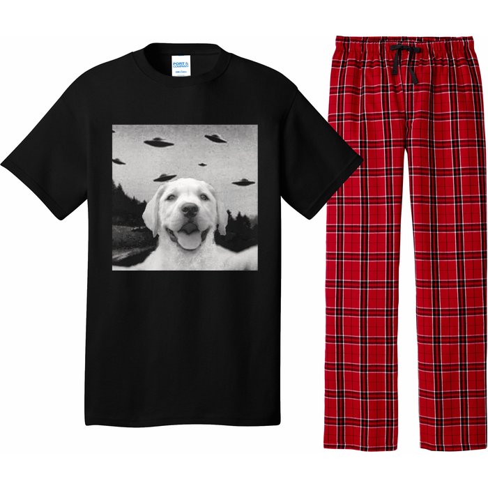 Funny Meme Labrador Selfie With Alien Ufos Funny Dog Lovers Aliens Ufo Pajama Set