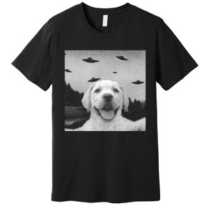 Funny Meme Labrador Selfie With Alien Ufos Funny Dog Lovers Aliens Ufo Premium T-Shirt