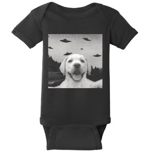 Funny Meme Labrador Selfie With Alien Ufos Funny Dog Lovers Aliens Ufo Baby Bodysuit