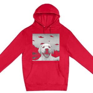 Funny Meme Labrador Selfie With Alien Ufos Funny Dog Lovers Aliens Ufo Premium Pullover Hoodie