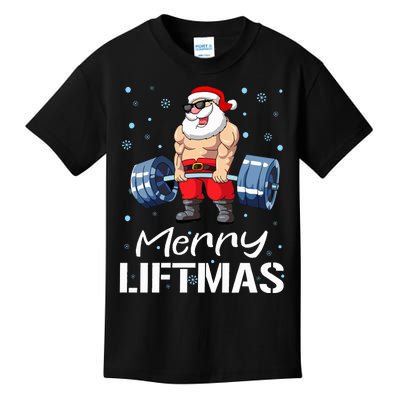 Funny Merry Liftmas Gym Fitness Christmas Kids T-Shirt