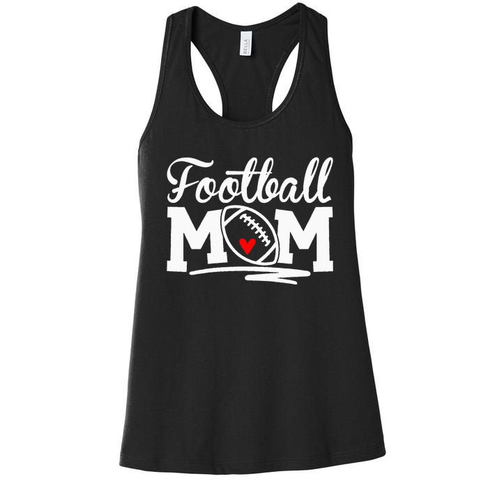 Football Mom Leopard Football Love Football Player Women's Racerback Tank