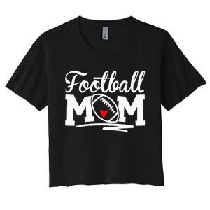 Football Mom Leopard Football Love Football Player Women's Crop Top Tee