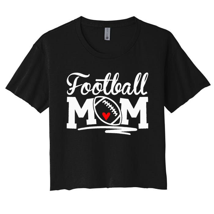 Football Mom Leopard Football Love Football Player Women's Crop Top Tee