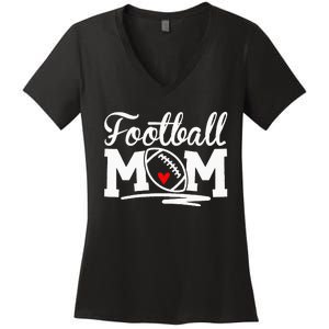 Football Mom Leopard Football Love Football Player Women's V-Neck T-Shirt