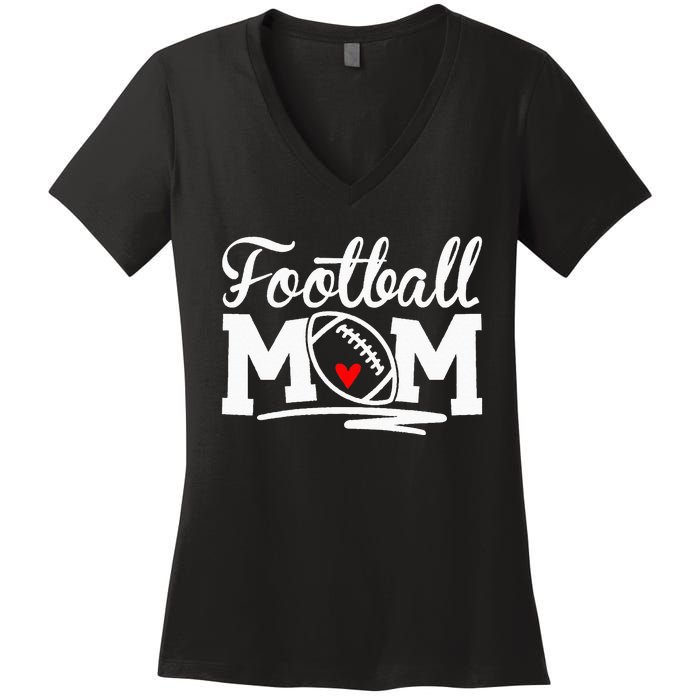 Football Mom Leopard Football Love Football Player Women's V-Neck T-Shirt