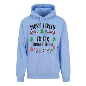 Funny Most Likely To Fix SantaS Sleigh Funny Christmas Family Matching Cute C Unisex Surf Hoodie