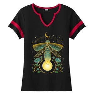 Firefly Magical Lunar Mystical Design For Nature Lovers Ladies Halftime Notch Neck Tee