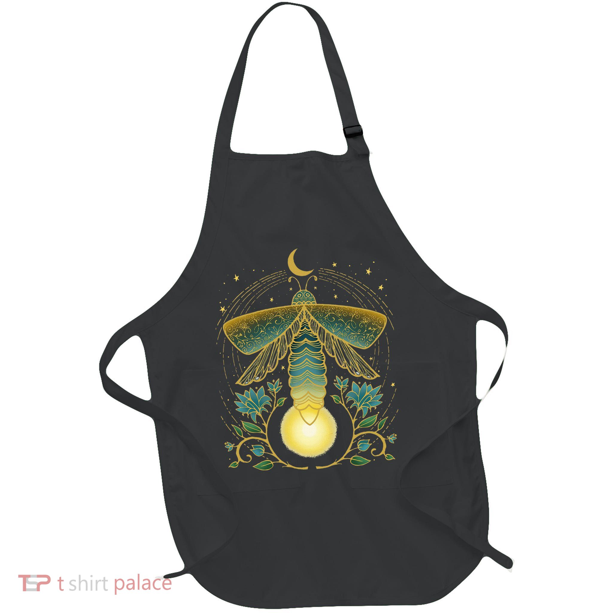 Firefly Magical Lunar Mystical Design For Nature Lovers Full-Length Apron With Pockets