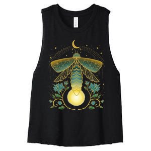 Firefly Magical Lunar Mystical Design For Nature Lovers Women's Racerback Cropped Tank