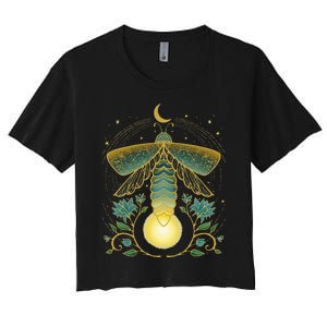 Firefly Magical Lunar Mystical Design For Nature Lovers Women's Crop Top Tee