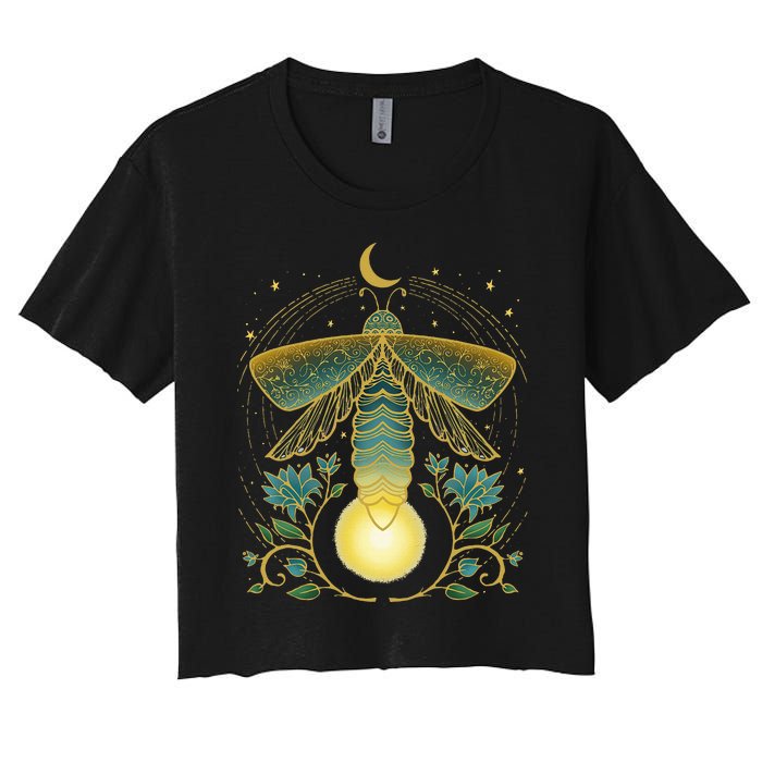 Firefly Magical Lunar Mystical Design For Nature Lovers Women's Crop Top Tee