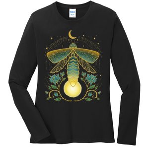 Firefly Magical Lunar Mystical Design For Nature Lovers Ladies Long Sleeve Shirt