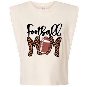 Football Mom Leopard American Football Mothers Day Mom Mama Great Gift Garment-Dyed Women's Muscle Tee