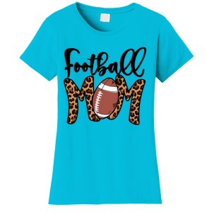 Football Mom Leopard American Football Mothers Day Mom Mama Great Gift Women's T-Shirt