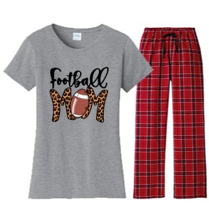 Football Mom Leopard American Football Mothers Day Mom Mama Great Gift Women's Flannel Pajama Set