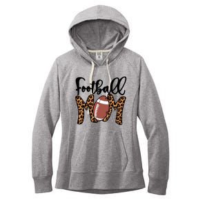 Football Mom Leopard American Football Mothers Day Mom Mama Great Gift Women's Fleece Hoodie