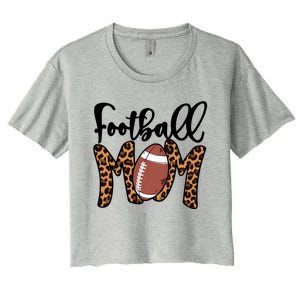 Football Mom Leopard American Football Mothers Day Mom Mama Great Gift Women's Crop Top Tee