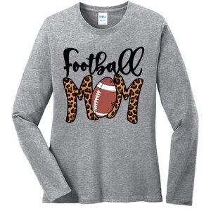 Football Mom Leopard American Football Mothers Day Mom Mama Great Gift Ladies Long Sleeve Shirt