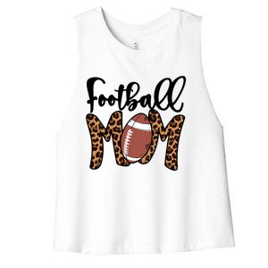 Football Mom Leopard American Football Mothers Day Mom Mama Great Gift Women's Racerback Cropped Tank