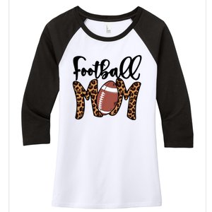 Football Mom Leopard American Football Mothers Day Mom Mama Great Gift Women's Tri-Blend 3/4-Sleeve Raglan Shirt