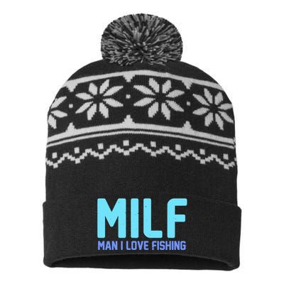 Funny MILF Man I Love Fishing Vintage Milf Fishing Shirt Fishing Lover USA-Made Snowflake Beanie