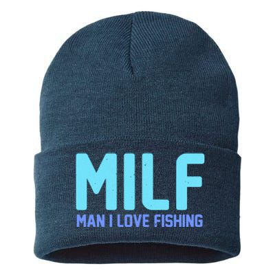 Funny MILF Man I Love Fishing Vintage Milf Fishing Shirt Fishing Lover Sustainable Knit Beanie