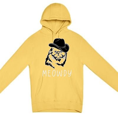 Funny Meowdy Meow & Howdy Mashup Country Music Cat Meme Fun Premium Pullover Hoodie