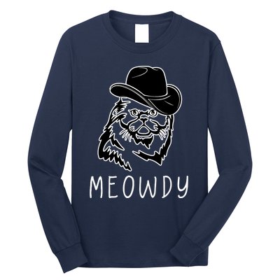 Funny Meowdy Meow & Howdy Mashup Country Music Cat Meme Fun Long Sleeve Shirt