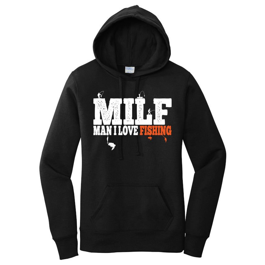 Funny MILF Man I Love Fishing Vintage Milf Fishing Shirt Fishing Lover Women's Pullover Hoodie