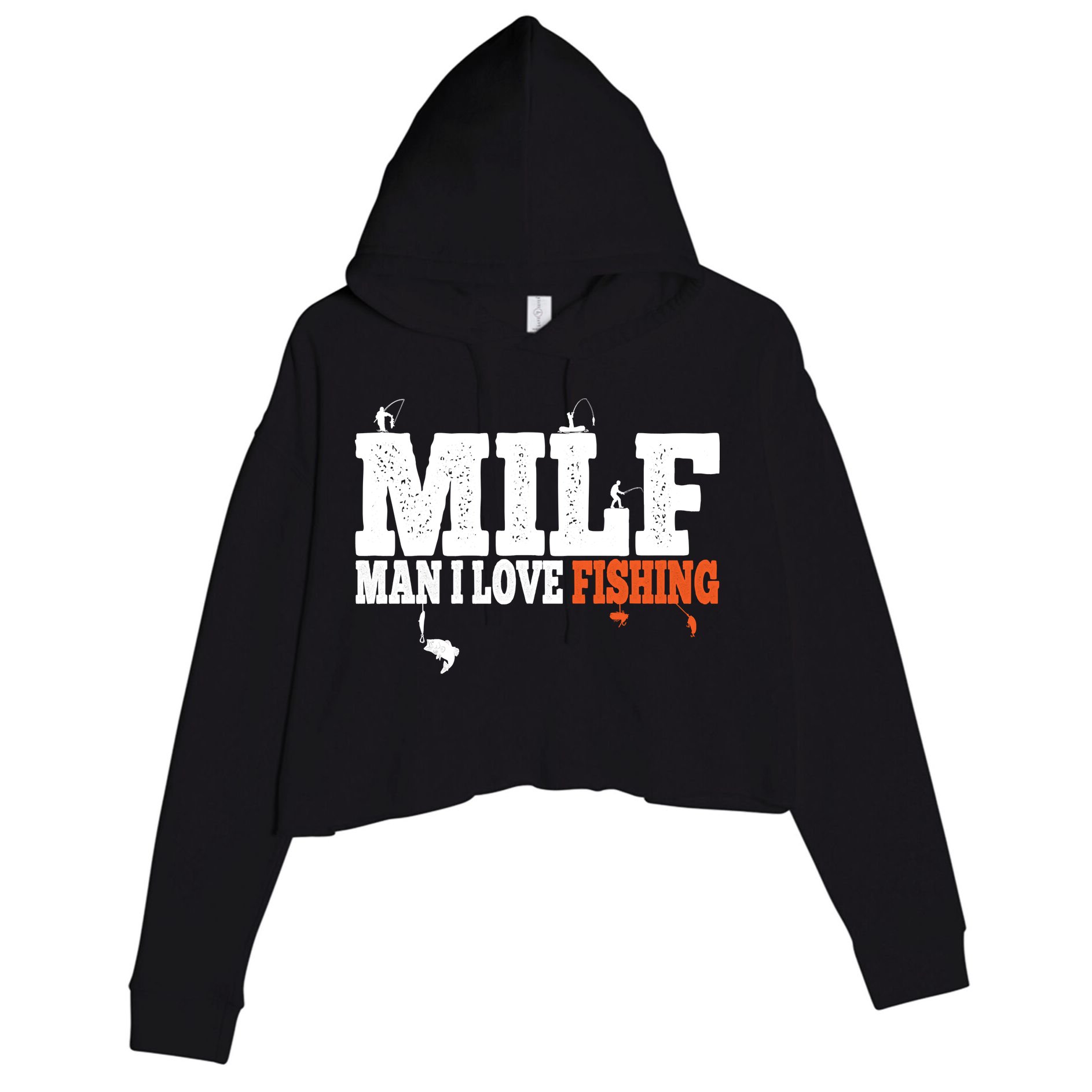 Funny MILF Man I Love Fishing Vintage Milf Fishing Shirt Fishing Lover Crop Fleece Hoodie